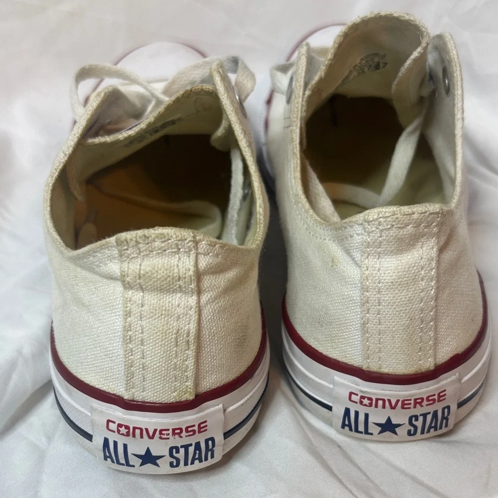 Converse Low Top Sneakers in Cream with Maroon Trim - Picture 9 of 9